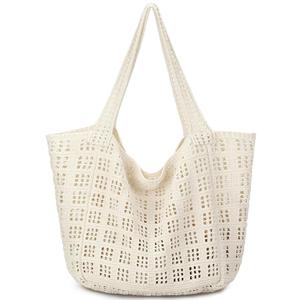 hatisan Crochet Bags for Women - Large Tote Aesthetic Handbag Shoulder Hippie Knit Bag