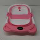 MoreFeel Collapsible Baby Bathtub for Newborn with Thermometer & 1 Hooded Towel & 1 Soft Floating Cushion, Portable Travel Bathtub with Drain Hole, Durable Foldable Baby Tubs for Infants to Toddler (Pink)