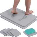 Stone Bath Mat Diatomaceous Earth Bath Mat Diatomite Large Fast Water Drying Diatom Mud Foot Pad Bathroom Floor Mats Diomaschos Diomataceous Diacotomous Earth (Grey)