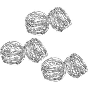 Kaizen Casa Handmade Round Mesh Napkin Rings Holder for Dinning Table Parties Everyday, Set of 6 (Silver)