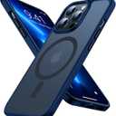 TORRAS Stronger Magnetic for iPhone 14 Pro Case, 12 FT Military Grade Drop Tested, Compatible with MagSafe, Slim Protective Matte Silicone for iPhone 14 Pro Phone Case, Translucent Navy Blue