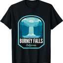 Burney Falls State Park California T-Shirt (Small, Black)