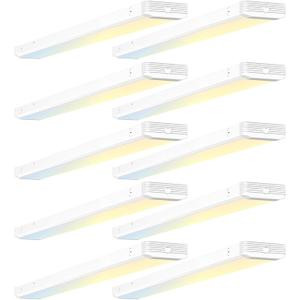BBOUNDER 10 Pack 4FT LED Wraparound Light with 3CCT Selectable, 4000K/5000K/6500K, Super Bright 5500LM 50W 4 Foot Fluorescent Fixture, Flush Mount Office Ceiling Light for Kitchen Garage, White