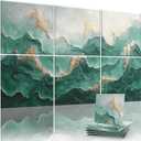 6-Pack Acoustic Wall Panels 72x48 Inch Decorative Acoustic Panels Sound Absorbing Wall Art for Studio Office Home Easy Installation (Emerald Ridge)