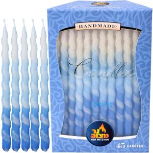 Ner Mitzvah Hanukkah Candles, Blue and White Spiral Dripless Chanukah Candle, Premium Quality Wax, 45 Candles for All 8 Nights (1 Pack)