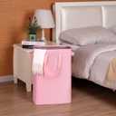 efluky Slim Laundry Basket, Narrow Laundry Hamper with Handles, Collapsible Dirty Clothes Hamper, Tall Laundry Bin for Laundry Room, Dorm and Bedroom, 12.7 Gallons(48L) Pink