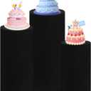 Set of 3 Spandex Cylinder Pedestal Stand Covers Stretchable Pillar Covers for Metal Cylinder Pedestal Stands Elastic Cylinder Plinth Display Covers for Baby Shower Birthday Decor