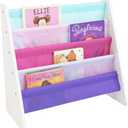 Humble Crew Kids Bookshelf, 4-Tier Front-Facing Book Display Organizer, Montessori Toddler Bookcase for Playroom, Bedroom & Reading Corner, White/Pink/Purple/Blue, 25"W x 11"D x 24"H