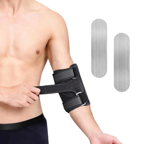 Cozyhealth Elbow Brace Comfortable Night Sleep, Cubital Tunnel Syndrome, Ulnar Nerve Entrapment with Compression Sleeve Immobilizer, 2 Removable Metal Splints Pain Relief for Men and Women (Medium)