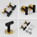 Stainless Steel Towel Coat Hooks Bathroom Clothes Garage Hotel Robe Hook Wall Mounted Bath Door Hanger 2 Pack Black & Gold