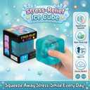 Nice Stress Cube, Squishy Fidget Toy Cubes,Slow Rising Squeeze Cube Balls, Non-Sticky Gel Desk Toy for Relaxation & Focus for Adults,Blue,2.2inch