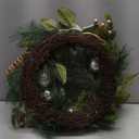 Lighted Christmas Wreath, with green ribbon 
Winter Wreath