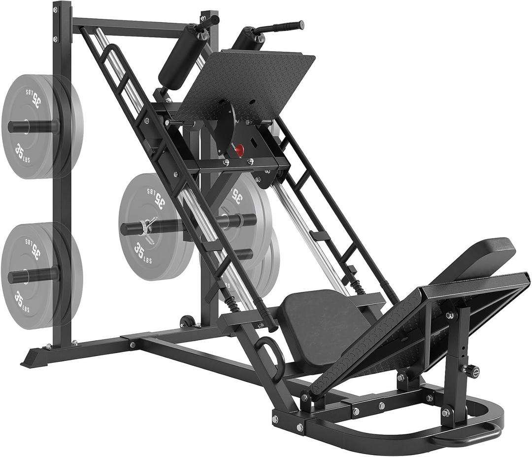 Dripex Leg Press Machine, Leg Press Machines for Home Gym, Professional Leg Press Hack Squat Machine Combo with 4 Weight Plate Storage Holders for Full Lower Body Workout - Weight Plates Not Included