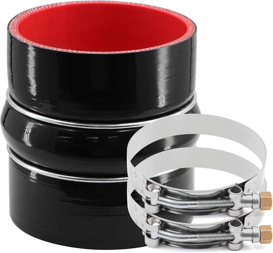 High Performance Straight Silicone Hump Coupler ID 3-1/2 Inch 4-Ply Reinforced with 2 Protective Steel Rings, Wall Thickness 5mm, Length 4 Inch Suitable High Level Turbo Pipe
