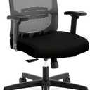 HON Convergence Ergonomic Office Chair, Breathable Back Support Mesh, Adjustable Arms, Computer Chair with Lumbar Support, Rolling Swivel Wheels, Comfortable Synchro-Tilt Recline, Fabric, Black