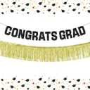 Graduation Decorations 2026 | Congrats Grad Banner Set | Black and Gold Graduation Decorations | Black Congrats Grad Sign with Gold Fringe Backdrop for Graduation Party Decorations - KatchOn