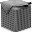 USANOOKS Microfiber Cleaning Cloth Grey - 12 Pcs (12.5"x12.5") - High Performance - 1200 Washes, Ultra Absorbent Microfiber Towel Weave Grime & Liquid for Streak-Free Mirror Shine - Car Washing Cloth (Gray)