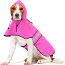 Waterproof Dog Raincoat - Adjustable Pet Rain Coats, Lightweight Hooded Slicker Poncho Rain Jacket for Small to X- Large Dogs and Puppies (Pink, X-Large)