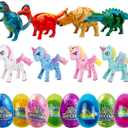 Anditoy 8 Pack Jumbo Unicorn & Dinosaur Deformation Eggs Prefilled Plastic Easter Eggs with Toys Inside for Kids Boys Girls Toddlers Easter Basket Stuffers Gifts Fillers Party Favors