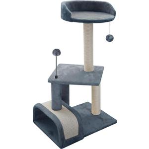 Roypet 32" Cat Tree with Scratching Pad and Perch, Grey