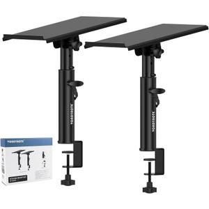 Studio Monitor Stands Pair Heavy Duty Desk Clamp Speaker Stands with Adjustable Tilt Angle Tray of 0-12