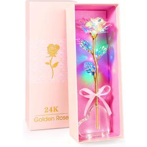 Mothers Day Mom Gifts for Women Grandma, Artificial Forever Birthday Flowers Galaxy Glass Eternal Roses with Heart Shaped Crystal Vase, Mother's Day Anniversary Wedding Rose Gifts for Wife Sister