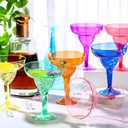 48 Packs Plastic Clear Margarita Glass Cups Bulk 8 Colors 12 oz Disposable Cinco De Mayo Party Decoration for Fun Taco Party Supplies, Neon Cocktail Cups, Mexican Theme for Carnivals, Dia De Muertos, 48 Count