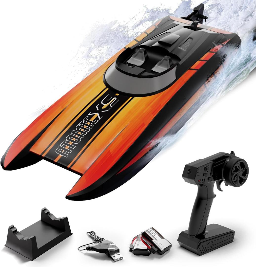 RC Boat - Mini Remote Control Boats for Adult,2.4GHz Racing Boat for Water Pool&Lakes,Summer Water Toy (Red)
