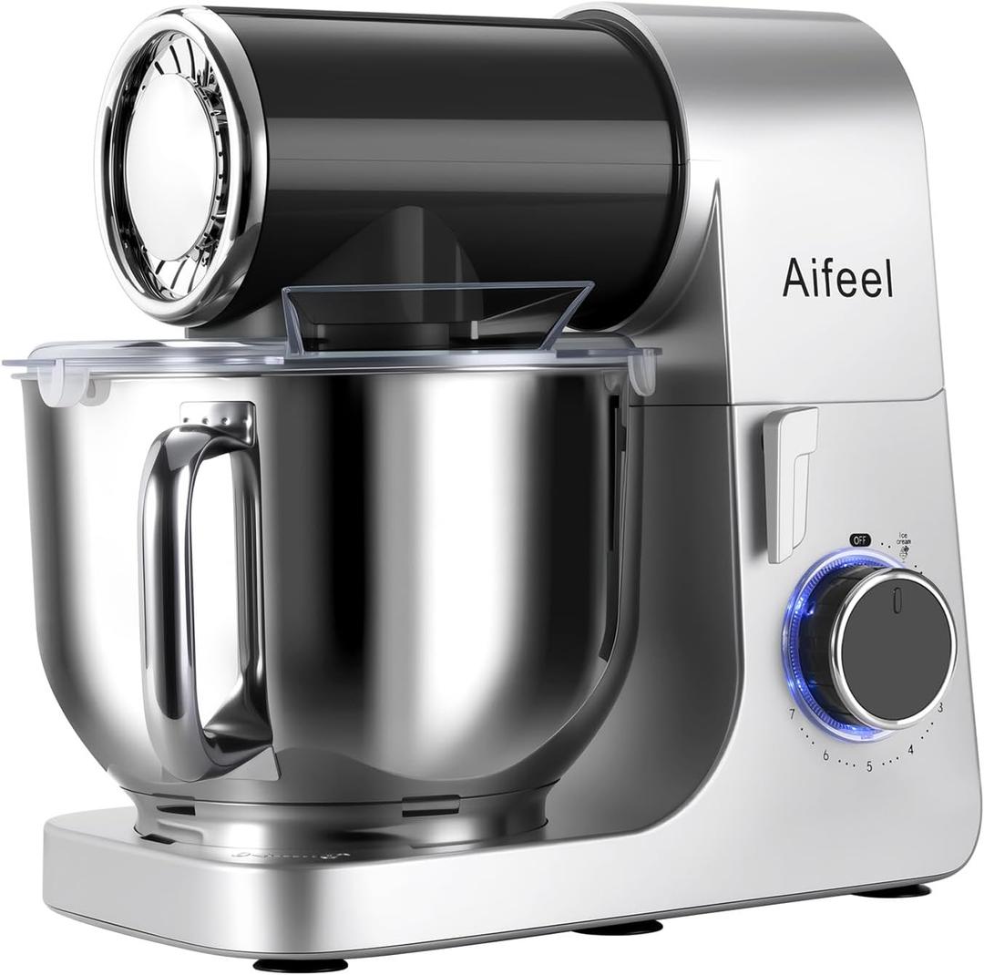 Stand Mixer,6.5QT Tilt-Head Electric Stand Mixer,700W DC Motor with Low Noise,Kitchen Mixer with Dough Hook,Beater,Whisk,Dishwasher-Safe Attachments for Baking (Black)