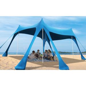 Beach Tent Sun Shelter,10 x 10FT Beach Canopy Tent Sun Shade with 8 Sandbags & 4 Poles, UPF50+ Beach Tent Canopy with Carrying Bag for Camping Trips, Fishing, Backyard Fun or Picnics Light Blue