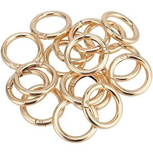HOZEON 30 PCS 1 Inch Spring O Rings, Round Key Ring Clip, Zinc Alloy Trigger Spring Hooks Clip Keyring Buckle Secure Holder DIY Accessories for Key Chains, Purse, Bags, Gold