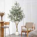 6FT Olive Trees Artificial Indoor - Realistic Artificial Olive Tree Indoor with White Planter, Large Full Fake Plants with Lifelike Fruits and Leaves for Modern Home Office Living Room Decor