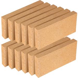12 Pack High Temp Firebricks 3000F Insulating - 9"x4.5"x1.25"Fireclay Refractory Bricks for Pizza Oven, Wood Stove, Forge Durable Heat Fireplace, Steel Kiln