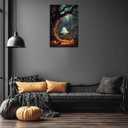 FOTRIC Halloween Wall Art Ghost and Cat Wall Art Ghost Pictures Canvas Prints Vintage Halloween Black Cat Wall Decor Spooky Pumpkin Art Gothic Bathroom Aesthetic Decor Canvas Roll 20x30 inch