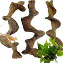 BNOSDM 3PCS Natural Reptile Climbing Branches Decor,1.2-1.8" Thick Natural Snake Climbing Forest Wood with Plant Leaf Decor,Lizard Forest Branch,Geckos Tank Tree Trunk Accessories for Bearded Dragons