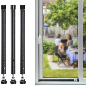Sliding Door Security Bar, 3 Pack 18"-50" Adjustable Window Security Bars with Rubber Tips, Heavy Duty Door Jammer, Window Bars Security Inside, Window Lock Bar for Home Apartment Travel Patio (Black)