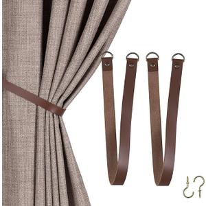 Home Queen Leather Curtain Tie Backs Attach to Wall, Outdoor Drape Holder Holdbacks Tiebacks with Wall Hooks, 4 Pack, Chocolate Home Queen Leather Curtain Tie Backs Attach to Wall, Outdoor Drape Holder Holdbacks Tiebacks with Wall Hooks, 4 Pack, Chocolate
