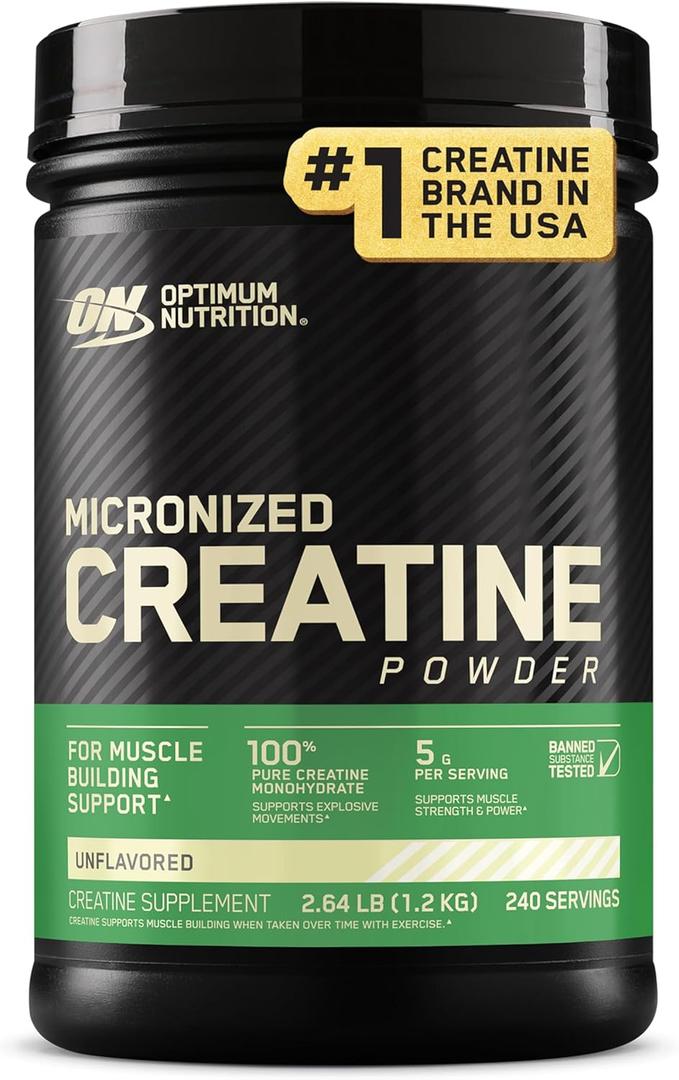 Optimum Nutrition Micronized Creatine Monohydrate Powder, Unflavored, 240 Servings, 1200 Grams