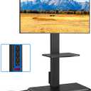 Rfiver Mobile TV Stand 32-75 Inch with Power Outlet and Shelf, Black