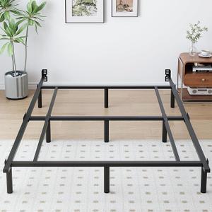 King Metal Bed Frame, 7 Inch Low Heavy Duty Platform Bed Frames King Size for Box Spring and Mattress, Easy Assembly, Noise-Free, Adjustable, Black