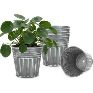 vensovo 5 Inch Galvanized Bucket Planter - 6 Pack Metal Flower Pots with Drainage Holes & Plugs, Rustic Silver Tin Pots for Indoor Herbs, Outdoor Succulents, Farmhouse Home Garden Decor