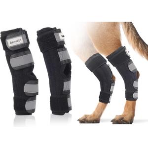 Dog Leg Braces for Back Legs, Canine Hock Brace for Rear Legs with Metal Strips and Safety Reflective Straps, Joint Warps Support Help Hind Legs Injuries Sprains Arthritis (1 Pair)