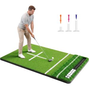 Golf Mat & Hitting Mat: 5.2 x 4ft, 6 x 4ft Practice Outdoor/Indoor 21 to 50mm Turf Mats with Ball Tray All-in-One Hitting Mats for Golf Practice, Perfect for Garage/Backyard
