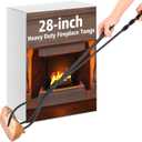 Zonon 28-inch Fireplace Tongs 3-prong Rustproof Log Grabber Tool to Securely Grip and Safely Move Wood for Campfire, Fire Pit, Indoor/outdoor Use, Durable Cast Iron Construction