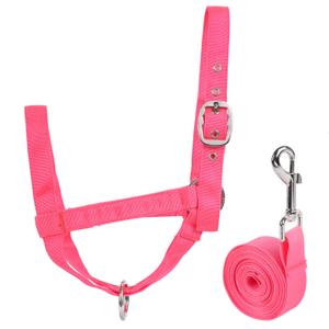 Cow Halter Cattle Halters Adjustable Calf Halter with Leading Rope for Horse Donkey Goat Nylon Cattle Training Supplies (Pink, S)
