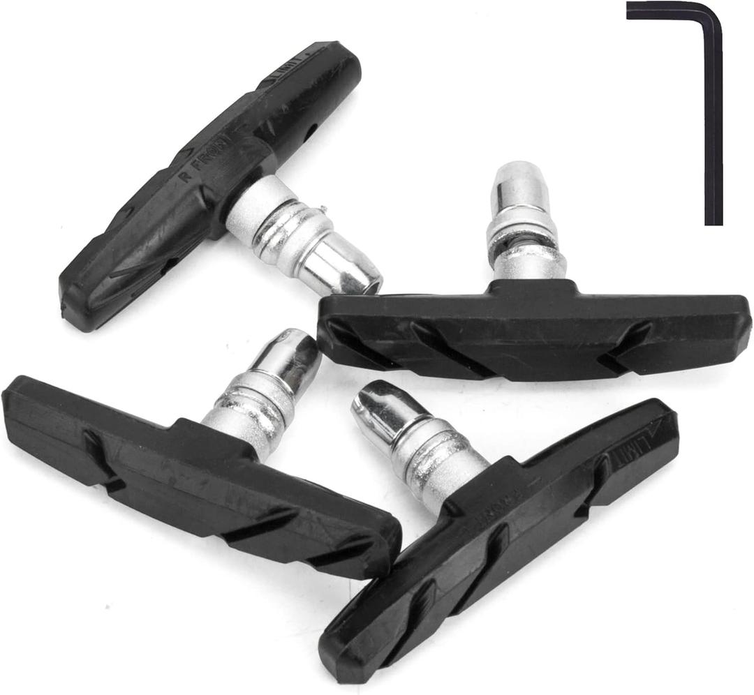 GPMTER 2 Pairs Bike Brakes Pads Set, 70mm for Cruiser MTB Mountain Bicycle Universal V-Brake Blocks with Hex Nut and Shims, No Noise No Skid