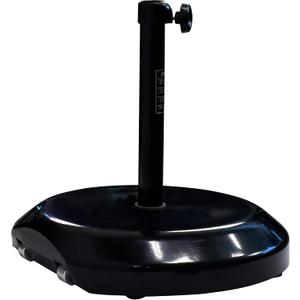 California Umbrella 75 lbs. Round Concrete Weighted Powdercoated Steel Umbrella Base With Wheels, Black Frame