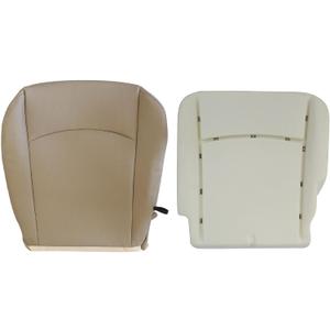 Priprilod Tan Lower Perf Leather Driver Side Bottom Replacement Seat Cover & Driver Foam Cushion Compatible with Dodge Ram 1500 2500 3500 2013 2014 2015 2016 2017 2018 2019
