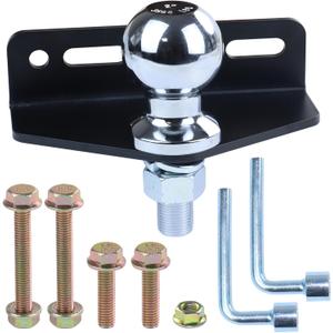 Lawn Mower Trailer Hitch Kit with Chrome Trailer Hitch Ball, 3/4x2 Inch Hitch Ball Garden Tractor Pro Hi Hitch Fit for Many Models of Trailers, Golf Carts, Tractors