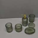 Bathroom Accessory Set, 5 Pcs Glass Bathroom Accessories Set with Lotion Dispenser,Toothbrush Holder, Soap Dish,Tumbler, Cotton Swab Jars, Home Set for Christmas/Housewarming, Modern Bathroom Decor